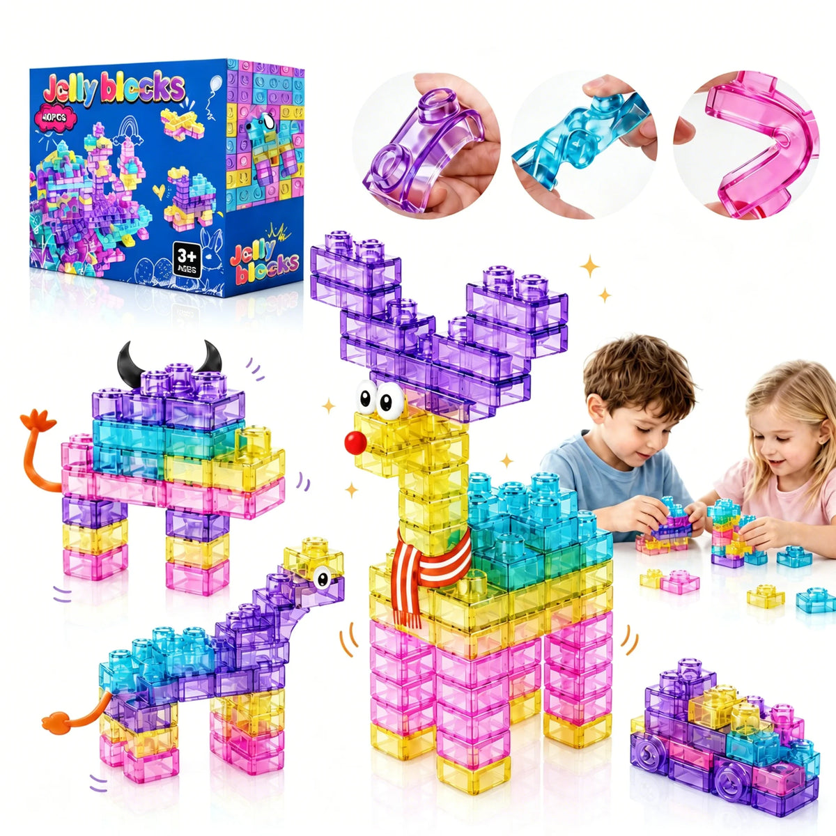 Squishy Jelly Building Blocks – 40 Pcs