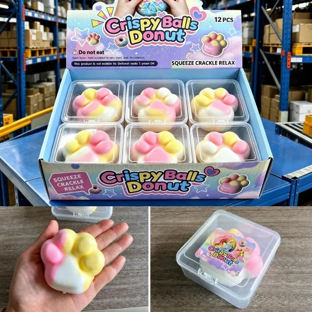 Crunchy Wax Squishy – Cat Paw, Donut & Snowball