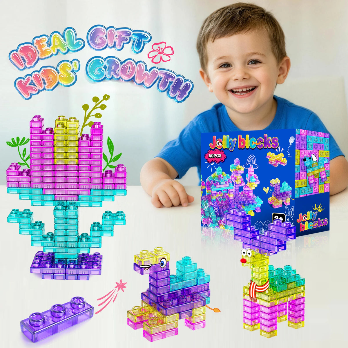 Squishy Jelly Building Blocks – 40 Pcs