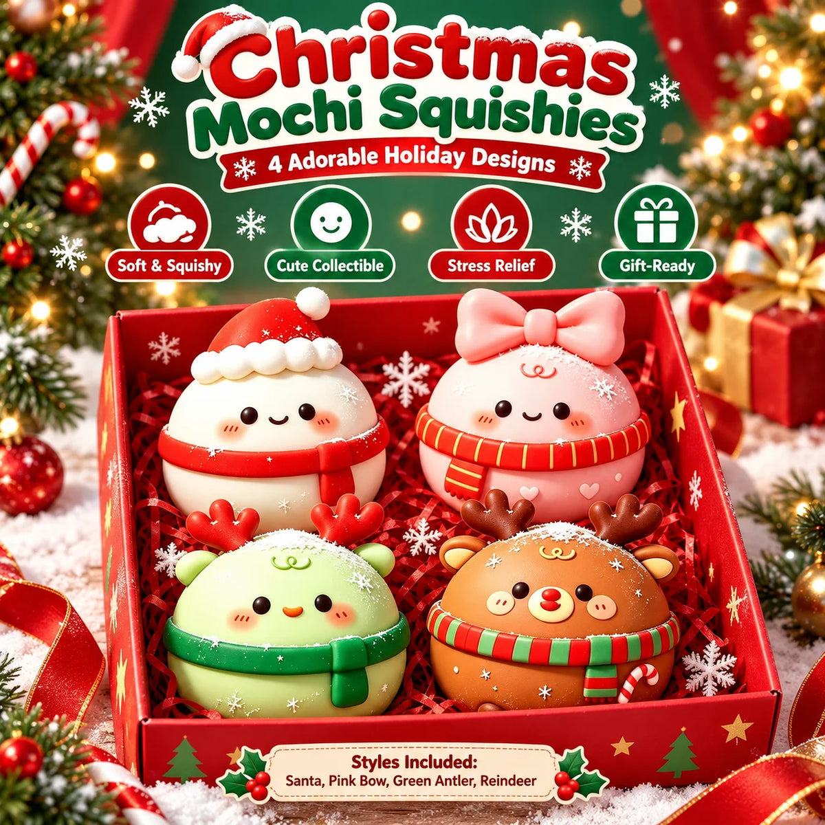 Christmas Mochi Squishy Set – Slow Rising