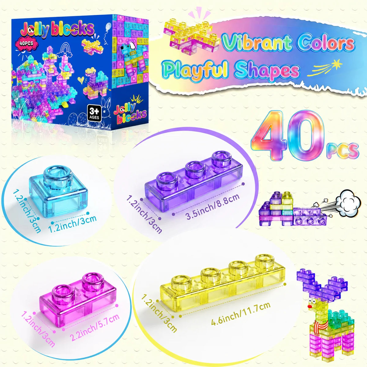 Squishy Jelly Building Blocks – 40 Pcs
