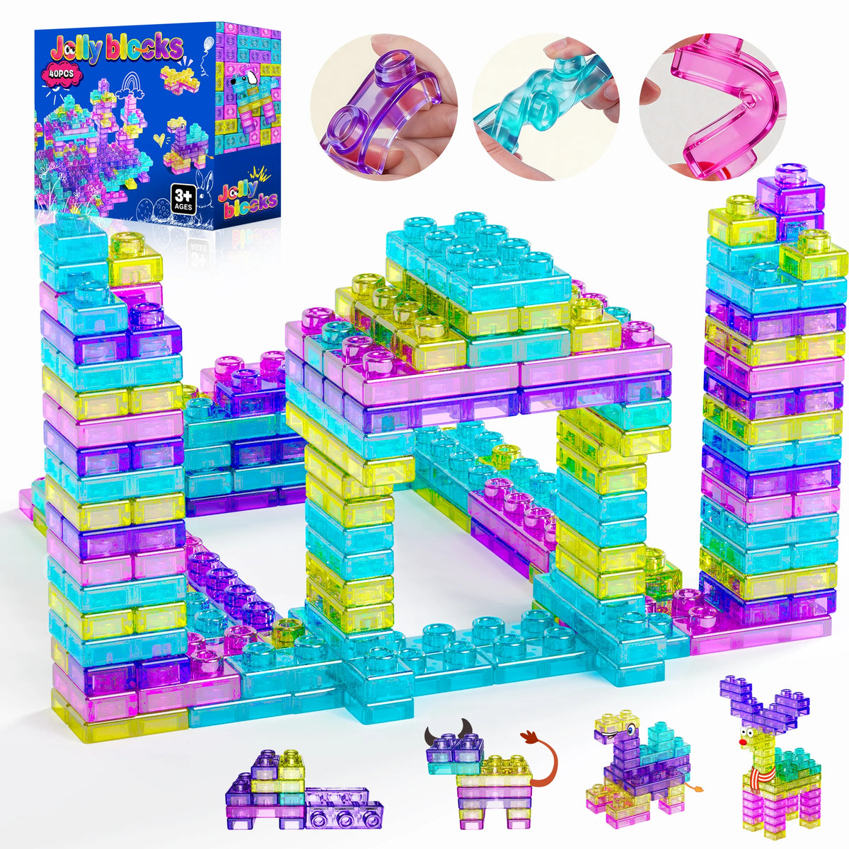 Squishy Jelly Building Blocks – 40 Pcs