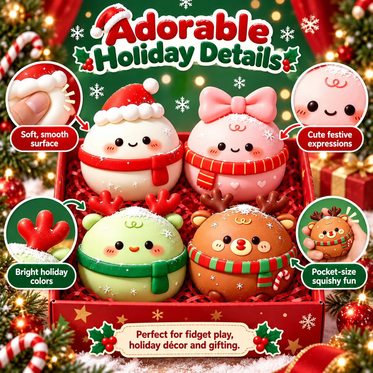 Christmas Mochi Squishy Set – Slow Rising